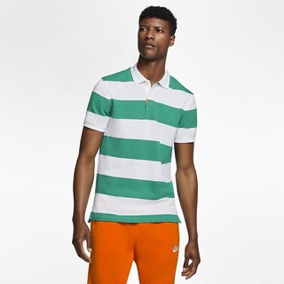 Polo Nike The Slim-Fit Striped Barbati Verzi Albi | OFUS-94067